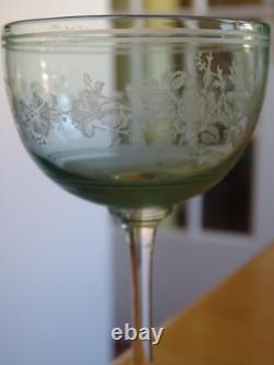 4 Anciens Verres A Vin Ouraline Cristal Art Nouveau Gravure Style Napoleon III