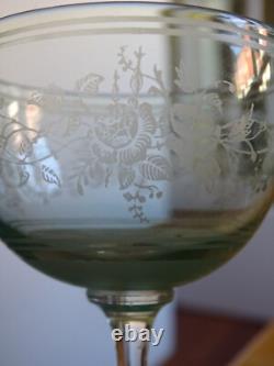 4 Anciens Verres A Vin Ouraline Cristal Art Nouveau Gravure Style Napoleon III