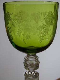 4 Anciens Verres A Vin Roemer Cristal Colore Decor Grappes De Vigne