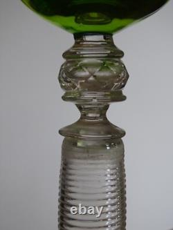 4 Anciens Verres A Vin Roemer Cristal Colore Decor Grappes De Vigne