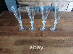 4 SUPERBE ANCIENNE Flutes Verres à CHAMPAGNE en CRISTAL de BAYEL Bacchus Vénus