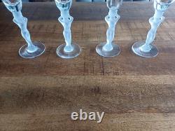 4 SUPERBE ANCIENNE Flutes Verres à CHAMPAGNE en CRISTAL de BAYEL Bacchus Vénus