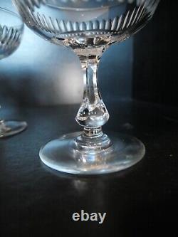 4 anciennes coupes à champagne cristal taillé renaissance Baccarat prisme bouton