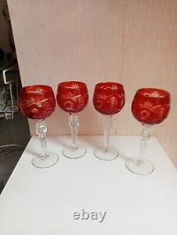 4 verres a vin 1950 ancien cristal de st louis hauteur 17 cm