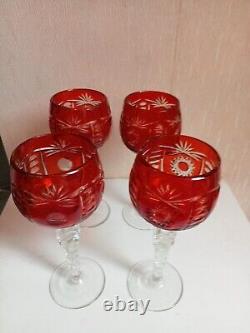 4 verres a vin 1950 ancien cristal de st louis hauteur 17 cm