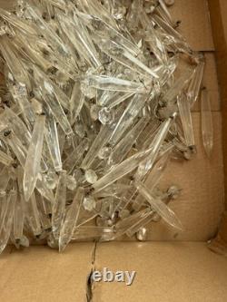 50 ANCIENNES PAMPILLES FLÈCHES POINTE EN CRISTAL Ou Verre FACETTES POUR LUSTRE