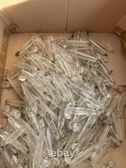 50 ANCIENNES PAMPILLES FLÈCHES POINTE EN CRISTAL Ou Verre FACETTES POUR LUSTRE