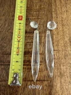 50 ANCIENNES PAMPILLES FLÈCHES POINTE EN CRISTAL Ou Verre FACETTES POUR LUSTRE
