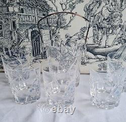 5 ANCIENS VERRES whisky CRISTAL SEVRES ET POT A GLACONS