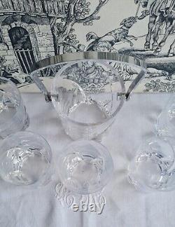 5 ANCIENS VERRES whisky CRISTAL SEVRES ET POT A GLACONS