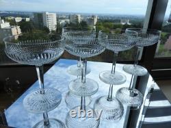 5 Anciennes Coupes à champagne en Cristal de SAINT-LOUIS, signé, Verres à Glace