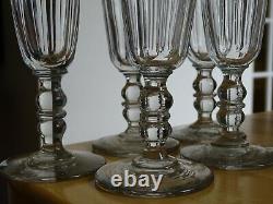 5 Anciennes Flutes A Champagne Cristallin Double Balustre Gondole Cotes Plates