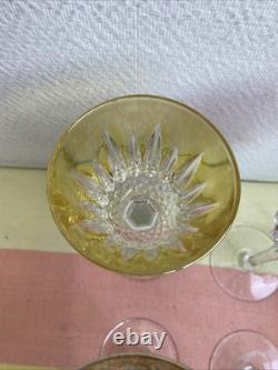 5 Anciens Verre A Pied Cristal Couleur Style Romer Non signé