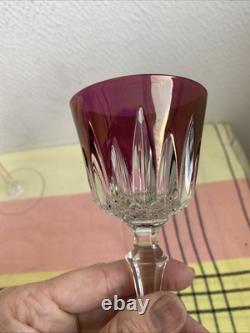 5 Anciens Verre A Pied Cristal Couleur Style Romer Non signé