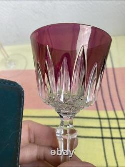5 Anciens Verre A Pied Cristal Couleur Style Romer Non signé