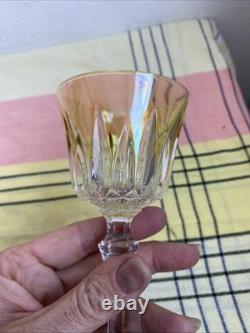 5 Anciens Verre A Pied Cristal Couleur Style Romer Non signé