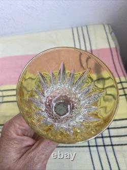 5 Anciens Verre A Pied Cristal Couleur Style Romer Non signé