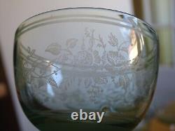 5 Anciens Verres A Vin Vaseline Glass Urane Cristal Art Nouveau Gravure
