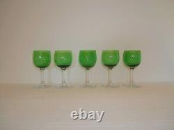 5 Anciens verres à vin Roemeur du Rhin Vert en cristal crystal Baccarat