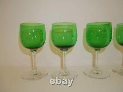 5 Anciens verres à vin Roemeur du Rhin Vert en cristal crystal Baccarat