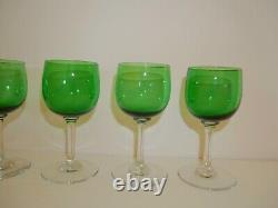 5 Anciens verres à vin Roemeur du Rhin Vert en cristal crystal Baccarat