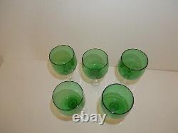 5 Anciens verres à vin Roemeur du Rhin Vert en cristal crystal Baccarat