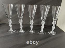 5 SUPERBE ANCIENNE Flutes Verres à CHAMPAGNE en CRISTAL de BAYEL Bacchus Vénus