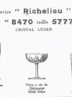 5 anciennes coupes à champagne en cristal de baccarat modèle richelieu