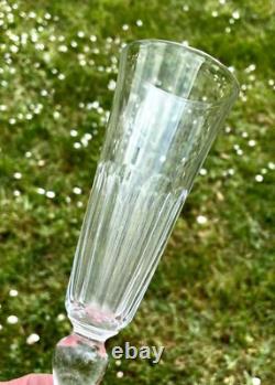 5 anciennes flutes à champagne en cristal XIXème Baccarat ou St Louis