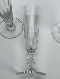 5 anciennes flutes à champagne en cristal XIXème Baccarat ou St Louis