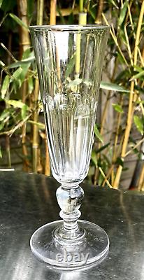 5 anciennes flutes à champagne en cristal XIXème Baccarat ou St Louis