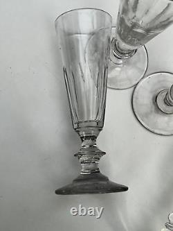 5 anciennes flutes à champagne en cristal XIXème Baccarat ou St Louis