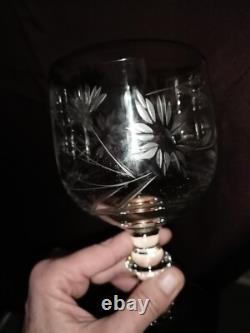 5 anciens très grands verres en cristal soufflé et taillé