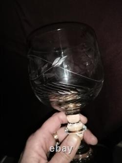 5 anciens très grands verres en cristal soufflé et taillé