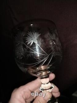 5 anciens très grands verres en cristal soufflé et taillé