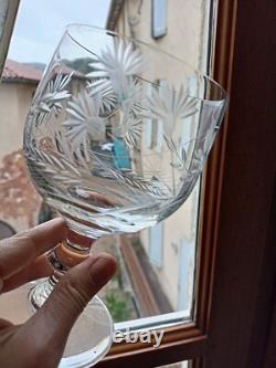 5 anciens très grands verres en cristal soufflé et taillé