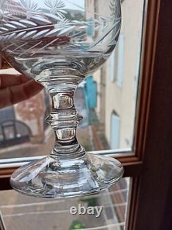 5 anciens très grands verres en cristal soufflé et taillé