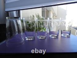 5 anciens verres à orangeade gobelets à eau en cristal gravé de Meisenthal