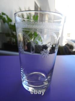 5 anciens verres à orangeade gobelets à eau en cristal gravé de Meisenthal