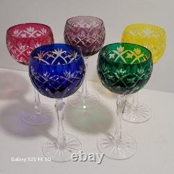 5 grands verre cristal taillé Baccarat St Louis non signé ancien 19,5 cm