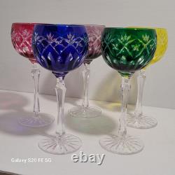 5 grands verre cristal taillé Baccarat St Louis non signé ancien 19,5 cm