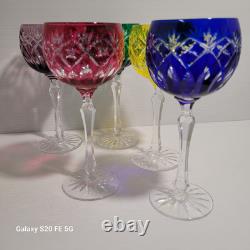 5 grands verre cristal taillé Baccarat St Louis non signé ancien 19,5 cm