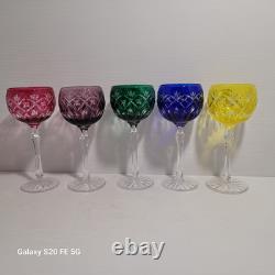 5 grands verre cristal taillé Baccarat St Louis non signé ancien 19,5 cm
