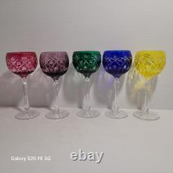 5 grands verre cristal taillé Baccarat St Louis non signé ancien 19,5 cm
