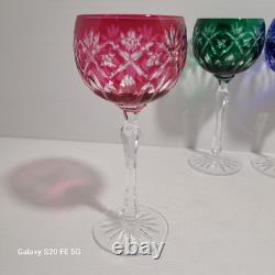 5 grands verre cristal taillé Baccarat St Louis non signé ancien 19,5 cm