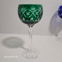 5 grands verre cristal taillé Baccarat St Louis non signé ancien 19,5 cm