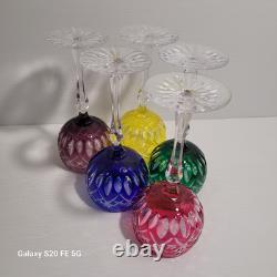 5 grands verre cristal taillé Baccarat St Louis non signé ancien 19,5 cm