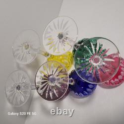 5 grands verre cristal taillé Baccarat St Louis non signé ancien 19,5 cm