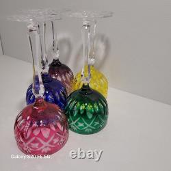 5 grands verre cristal taillé Baccarat St Louis non signé ancien 19,5 cm