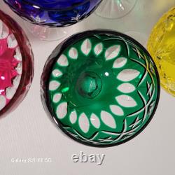 5 grands verre cristal taillé Baccarat St Louis non signé ancien 19,5 cm